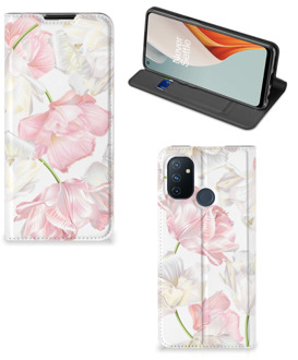 B2Ctelecom Stand Case Hoesje Cadeau voor Mama OnePlus Nord N100 Smart Cover Mooie Bloemen