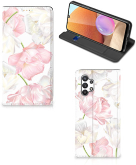 B2Ctelecom Stand Case Hoesje Cadeau voor Mama Samsung Galaxy A32 4G Smart Cover Mooie Bloemen