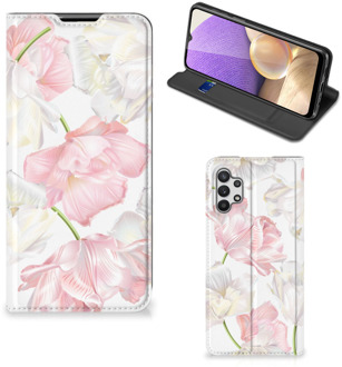 B2Ctelecom Stand Case Hoesje Cadeau voor Mama Samsung Galaxy A32 5G Smart Cover Mooie Bloemen