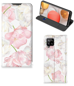 B2Ctelecom Stand Case Hoesje Cadeau voor Mama Samsung Galaxy A42 Smart Cover Mooie Bloemen