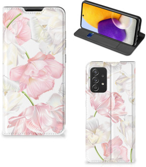 B2Ctelecom Stand Case Hoesje Cadeau voor Mama Samsung Galaxy A72 (5G/4G) Smart Cover Mooie Bloemen