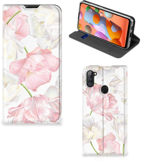 B2Ctelecom Stand Case Hoesje Cadeau voor Mama Samsung Galaxy M11 | A11 Smart Cover Mooie Bloemen