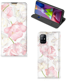 B2Ctelecom Stand Case Hoesje Cadeau voor Mama Samsung Galaxy M51 Smart Cover Mooie Bloemen