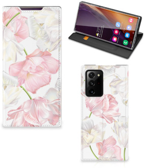 B2Ctelecom Stand Case Hoesje Cadeau voor Mama Samsung Galaxy Note 20 Ultra Smart Cover Mooie Bloemen