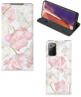 B2Ctelecom Stand Case Hoesje Cadeau voor Mama Samsung Galaxy Note20 Smart Cover Mooie Bloemen