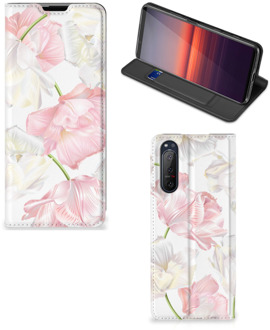 B2Ctelecom Stand Case Hoesje Cadeau voor Mama Sony Xperia 5 II Smart Cover Mooie Bloemen