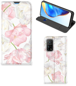 B2Ctelecom Stand Case Hoesje Cadeau voor Mama Xiaomi Mi 10T | 10T Pro Smart Cover Mooie Bloemen