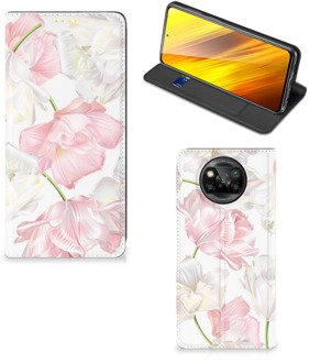 B2Ctelecom Stand Case Hoesje Cadeau voor Mama Xiaomi Poco X3 Smart Cover Mooie Bloemen