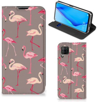 B2Ctelecom Stand Case Huawei P40 Lite Hoesje met naam Flamingo