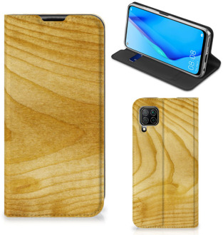 B2Ctelecom Stand Case Huawei P40 Lite Smart Cover Licht Hout