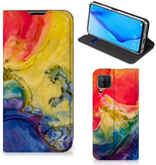 B2Ctelecom Stand Case Huawei P40 Lite Smart Cover Watercolor Dark