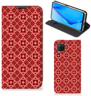 B2Ctelecom Stand Case Huawei P40 Lite Smartphone Hoesje Batik Red