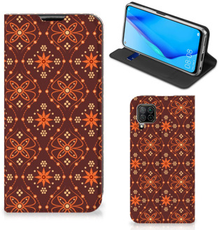 B2Ctelecom Stand Case Huawei P40 Lite Telefoonhoesje Batik Brown