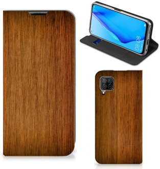 B2Ctelecom Stand Case Huawei P40 Lite Telefoonhoesje Donker Hout