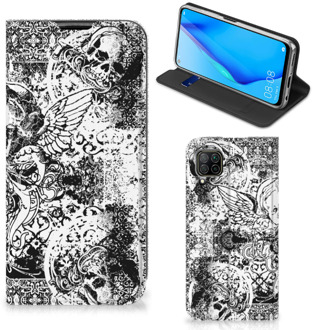 B2Ctelecom Stand Case Huawei P40 Lite Telefoonhoesje Skulls Angel