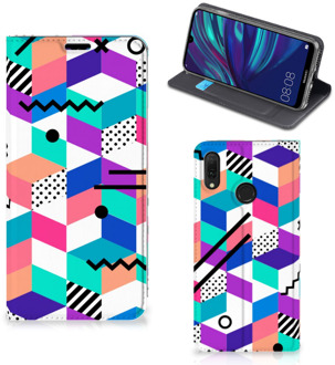 B2Ctelecom Stand Case Huawei Y7 hoesje Y7 Pro (2019) Kleurrijk Blokken