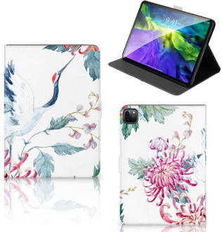 B2Ctelecom Stand Case iPad Pro 11 (2020) Cover met Magneetsluiting Super als Cadeau voor Vriendin Bird Flowers