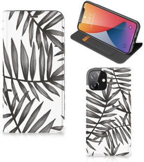 B2Ctelecom Stand Case iPhone 12 | iPhone 12 Pro Hoesje met Tekst Leaves Grey