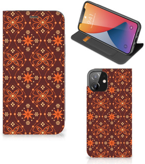 B2Ctelecom Stand Case iPhone 12 | iPhone 12 Pro Telefoonhoesje Batik Brown