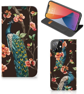 B2Ctelecom Stand Case iPhone 12 | iPhone 12 Pro Telefoonhoesje Pauw met Bloemen