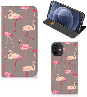 B2Ctelecom Stand Case iPhone 12 Mini Hoesje met naam Flamingo