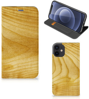 B2Ctelecom Stand Case iPhone 12 Mini Smart Cover Licht Hout