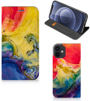 B2Ctelecom Stand Case iPhone 12 Mini Smart Cover Watercolor Dark