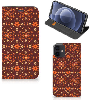 B2Ctelecom Stand Case iPhone 12 Mini Telefoonhoesje Batik Brown