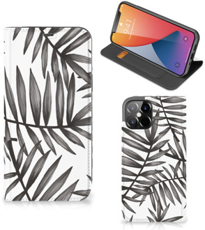 B2Ctelecom Stand Case iPhone 12 Pro Max Hoesje met Tekst Leaves Grey