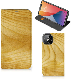 B2Ctelecom Stand Case iPhone 12 Pro Max Smart Cover Licht Hout