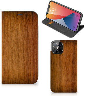 B2Ctelecom Stand Case iPhone 12 Pro Max Telefoonhoesje Donker Hout