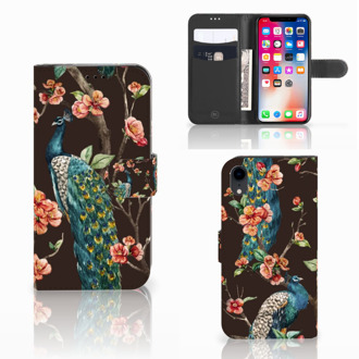 B2Ctelecom Stand Case iPhone Xr Pauw met Bloemen