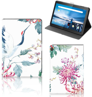 B2Ctelecom Stand Case Lenovo Tablet M10 Cover met Magneetsluiting Super als Cadeau voor Vriendin Bird Flowers