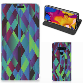 B2Ctelecom Stand Case LG V40 Thinq Abstract Green Blue