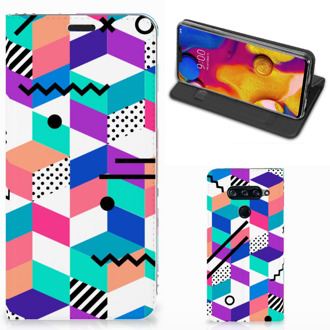 B2Ctelecom Stand Case LG V40 Thinq Kleurrijk Blokken