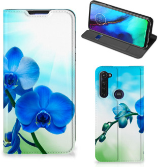 B2Ctelecom Stand Case met foto Motorola Moto G Pro Telefoonhoesje Orchidee Blauw