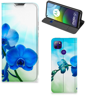 B2Ctelecom Stand Case met foto Motorola Moto G9 Power Telefoonhoesje Orchidee Blauw