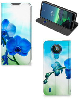 B2Ctelecom Stand Case met foto Nokia 1.4 Telefoonhoesje Orchidee Blauw