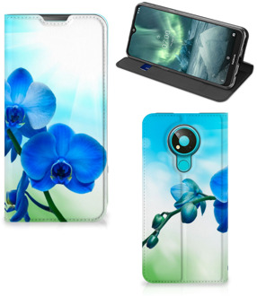 B2Ctelecom Stand Case met foto Nokia 3.4 Telefoonhoesje Orchidee Blauw