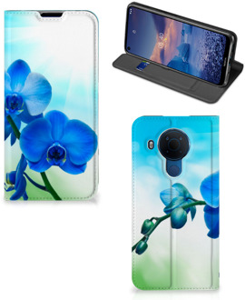 B2Ctelecom Stand Case met foto Nokia 5.4 Telefoonhoesje Orchidee Blauw