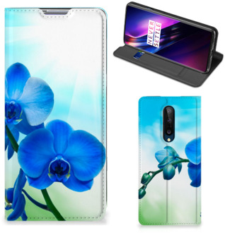 B2Ctelecom Stand Case met foto OnePlus 8 Telefoonhoesje Orchidee Blauw