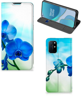 B2Ctelecom Stand Case met foto OnePlus 8T Telefoonhoesje Orchidee Blauw