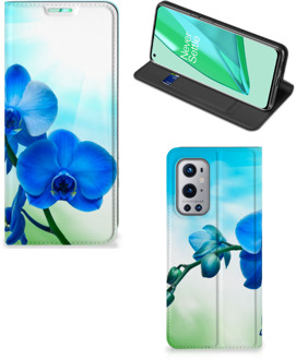 B2Ctelecom Stand Case met foto OnePlus 9 Pro Telefoonhoesje Orchidee Blauw