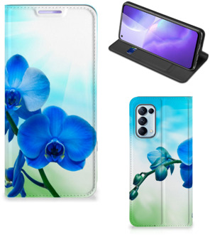 B2Ctelecom Stand Case met foto OPPO Find X3 Lite Telefoonhoesje Orchidee Blauw