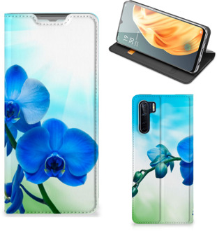 B2Ctelecom Stand Case met foto OPPO Reno3 | A91 Telefoonhoesje Orchidee Blauw