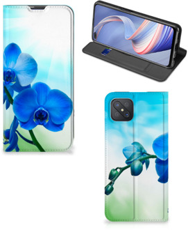 B2Ctelecom Stand Case met foto OPPO Reno4 Z 5G Telefoonhoesje Orchidee Blauw