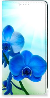 B2Ctelecom Stand Case met foto Samsung Galaxy A21s Telefoonhoesje Orchidee Blauw