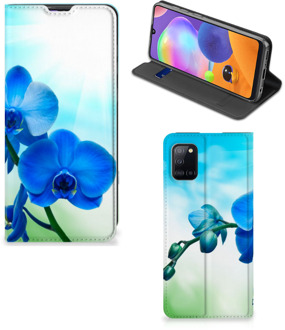 B2Ctelecom Stand Case met foto Samsung Galaxy A31 Telefoonhoesje Orchidee Blauw