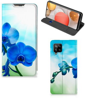 B2Ctelecom Stand Case met foto Samsung Galaxy A42 Telefoonhoesje Orchidee Blauw