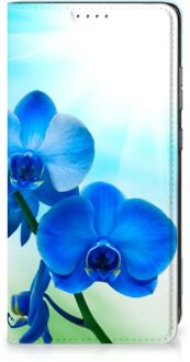 B2Ctelecom Stand Case met foto Samsung Galaxy A52 Telefoonhoesje Orchidee Blauw